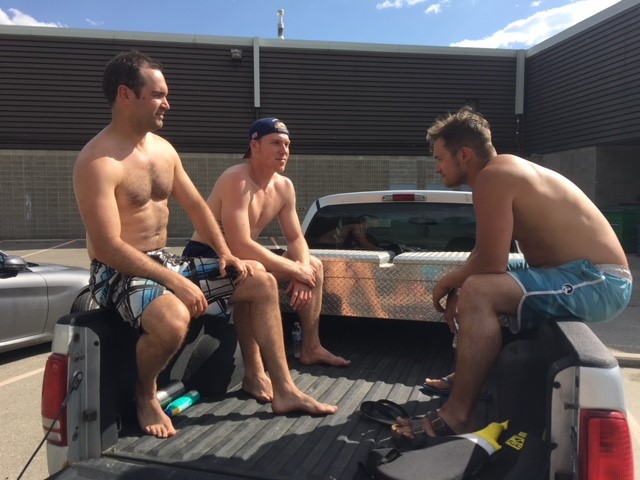 Three of four men tossed from a raft on Calgary’s Bow River on Friday, June 8, reflect on their experience in the back of a pickup truck.