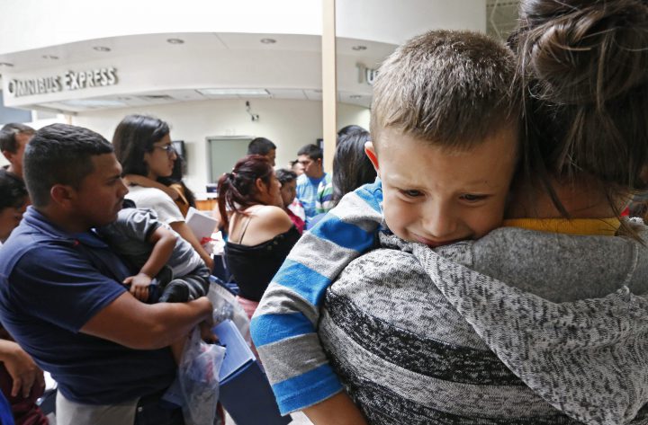 Migrant families are photographed in McAllen, Texas, in this file photo.