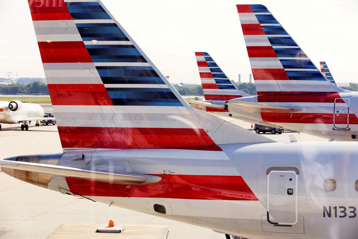 American Airlines aircraft are parked at Ronald Reagan Washington National Airport in Washington, U.S., August 8, 2016.      