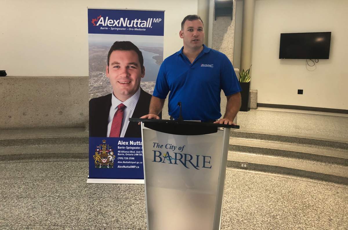 Barrie-Springwater-Oro Medonte MP Alex Nuttall (above) makes Canada Summer Jobs announcement at Barrie's City Hall July 16.