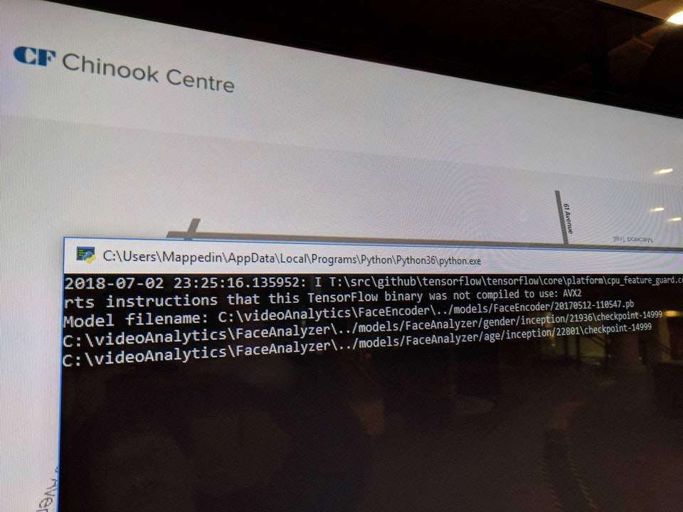 Facial-recognition software is seen on a digital directory at the Chinook shopping centre in Calgary.