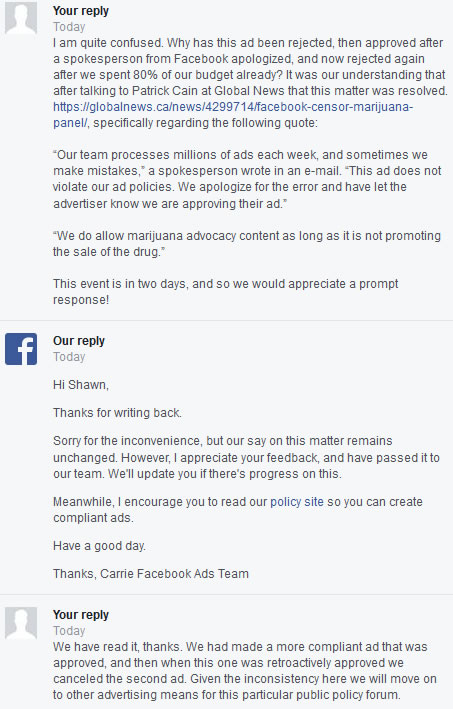 Canada will allow pot, but Facebook isn’t allowing ads talking about it - image