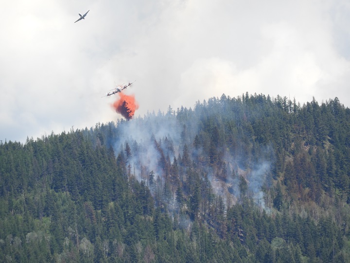 Water bombers attacking a fire in the BX area of Vernon today.