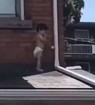 Hamilton police say the baby was napping and squeezed out an open window.