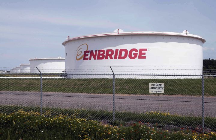 This Friday, June 29, 2018 photo shows tanks at the Enbridge Energy terminal in Superior, Wis. 