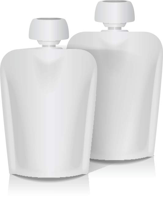 Set of White Blank Flexible Pouch With Big Top Cap For Baby Puree.
