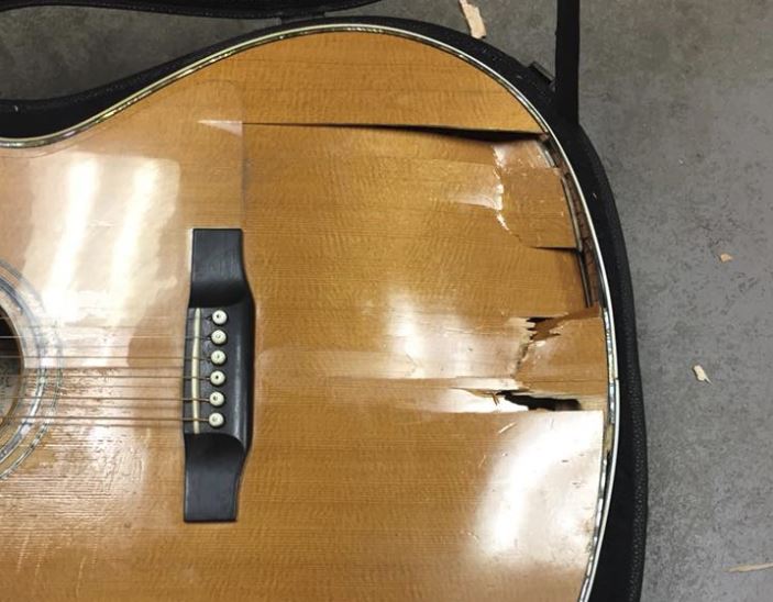 In a Facebook post, Rémi Claude Arsenault said, "Not Air Canada’s finest day. While on tour with Natalie MacMaster and Donnell Leahy my best friend appears to have been stabbed by a forklift. The airline has offered to pay for a new case. I think they’re missing the point. ".