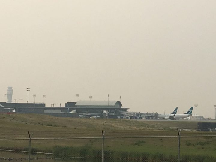 Smoke from the B.C. wildfires has resulted in low visibility at Calgary International Airport.