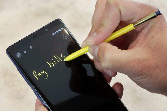 The Samsung Galaxy Note 9 and stylus are shown in this photo, in New York, Tuesday, Aug. 7, 2018.