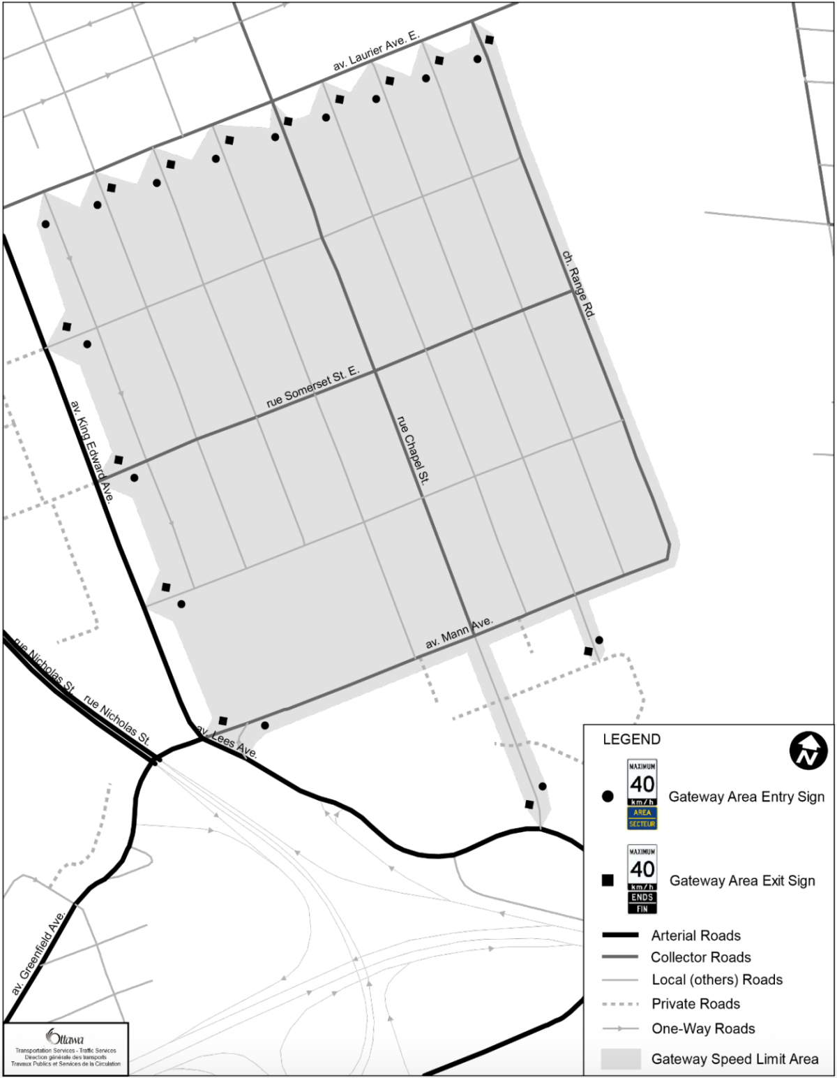 An example of how new ‘gateway’ speed limit signs for certain residential zones in Ottawa would be installed.