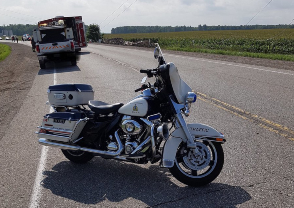 A Waterloo police bike parked on the road near the scene of Tuesday's accident.