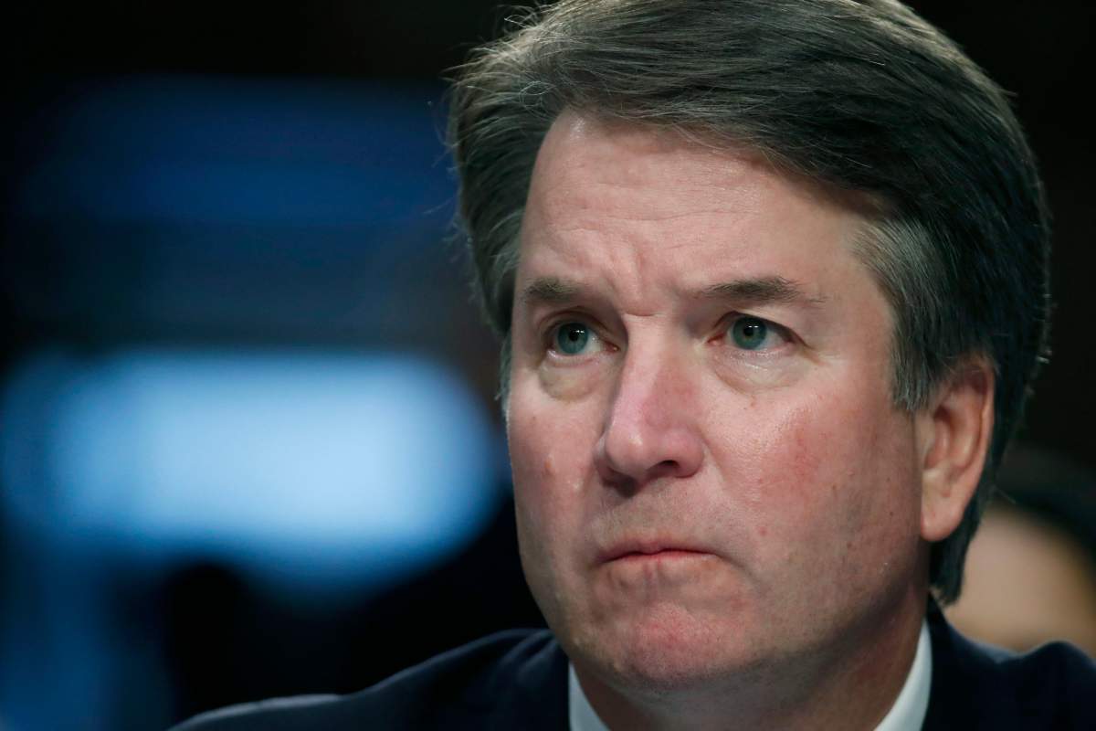 FILE - In this Sept. 6, 2018 file photo, President Donald Trump's Supreme Court nominee, Brett Kavanaugh testifies before the Senate Judiciary Committee on Capitol Hill in Washington for the third day of his confirmation hearing to replace retired Justice Anthony Kennedy.