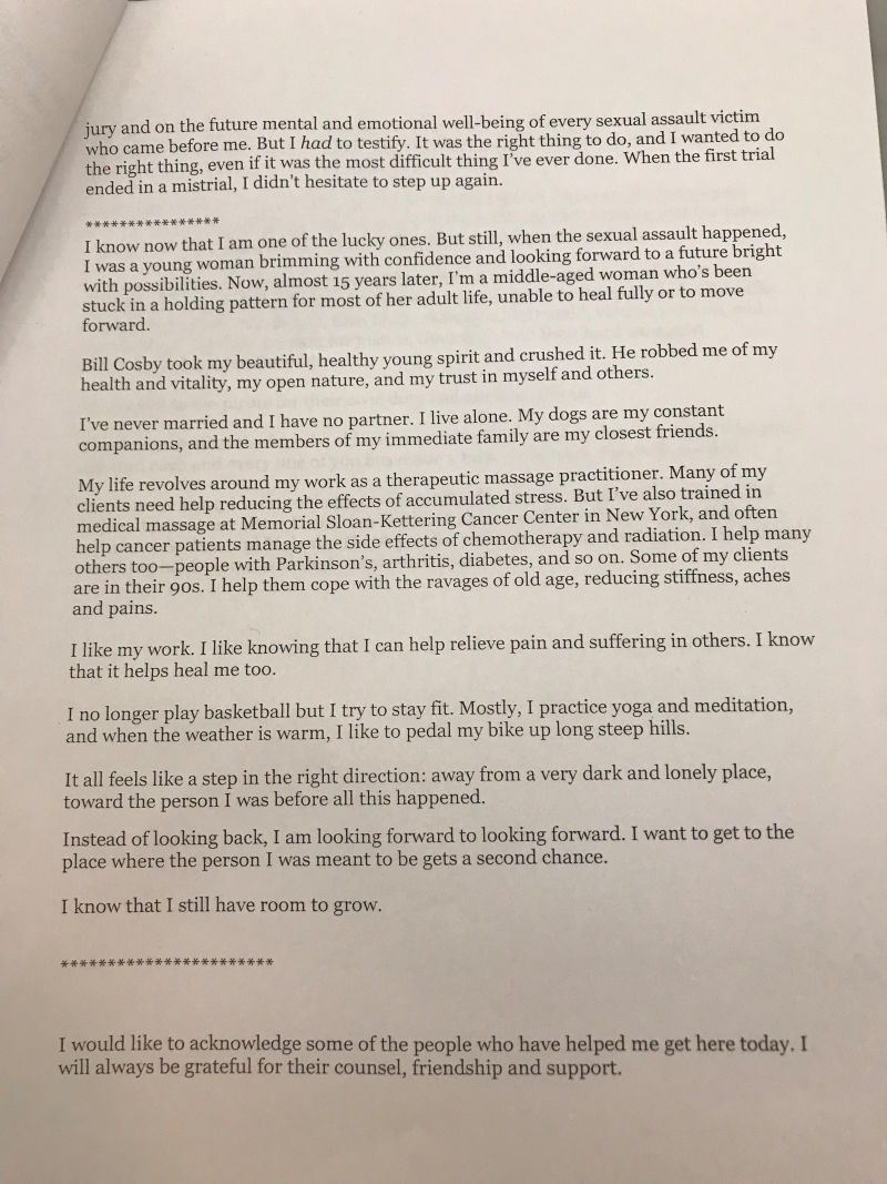 Read Andrea Constand’s emotional victim-impact statement about Bill Cosby - image