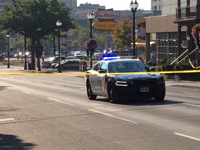 Hamilton police were called to the Tim Hortons at King and Caroline for a person with a weapon on Sunday, May 12.