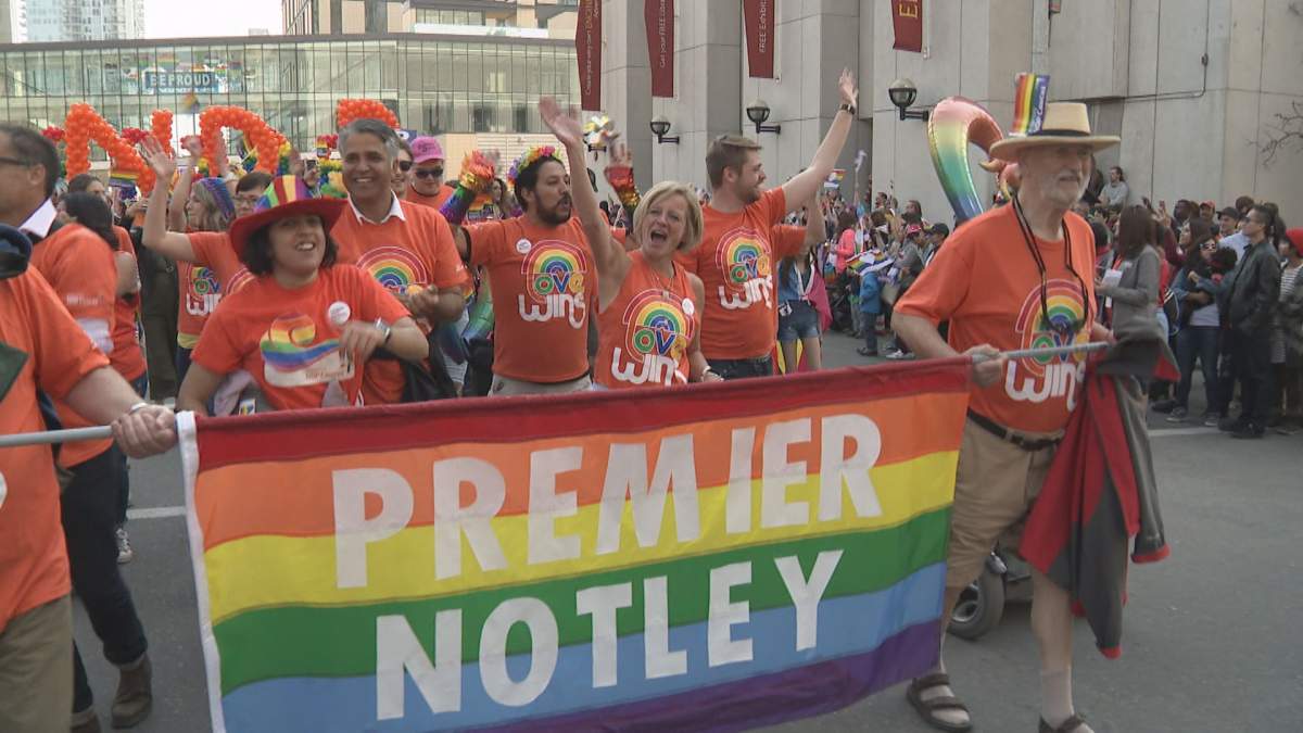 Premier Rachel Notley marched in the Calgary Pride Parade on Sept. 2, 2018.
