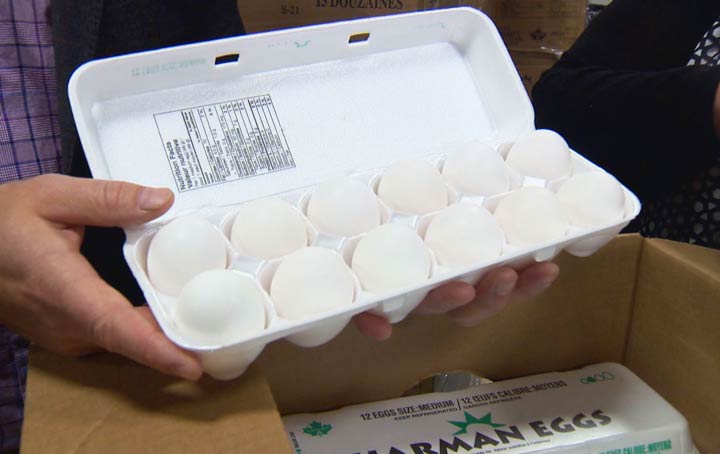 Saskatchewan egg farmers delivered a donation of 6,000 dozen eggs to the Saskatoon Food Bank and Learning Centre on Monday.