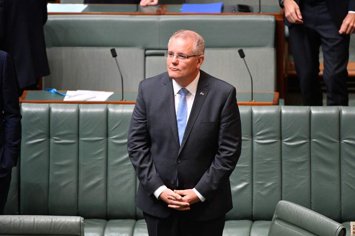 Australia's Prime Minister Scott Morrison stands before delivering the National Apology to survivors of child sexual abuse in the House of Representatives at Parliament House in Canberra, Australia, October 22, 2018. AAP/Mick Tsikas/via REUTERS.