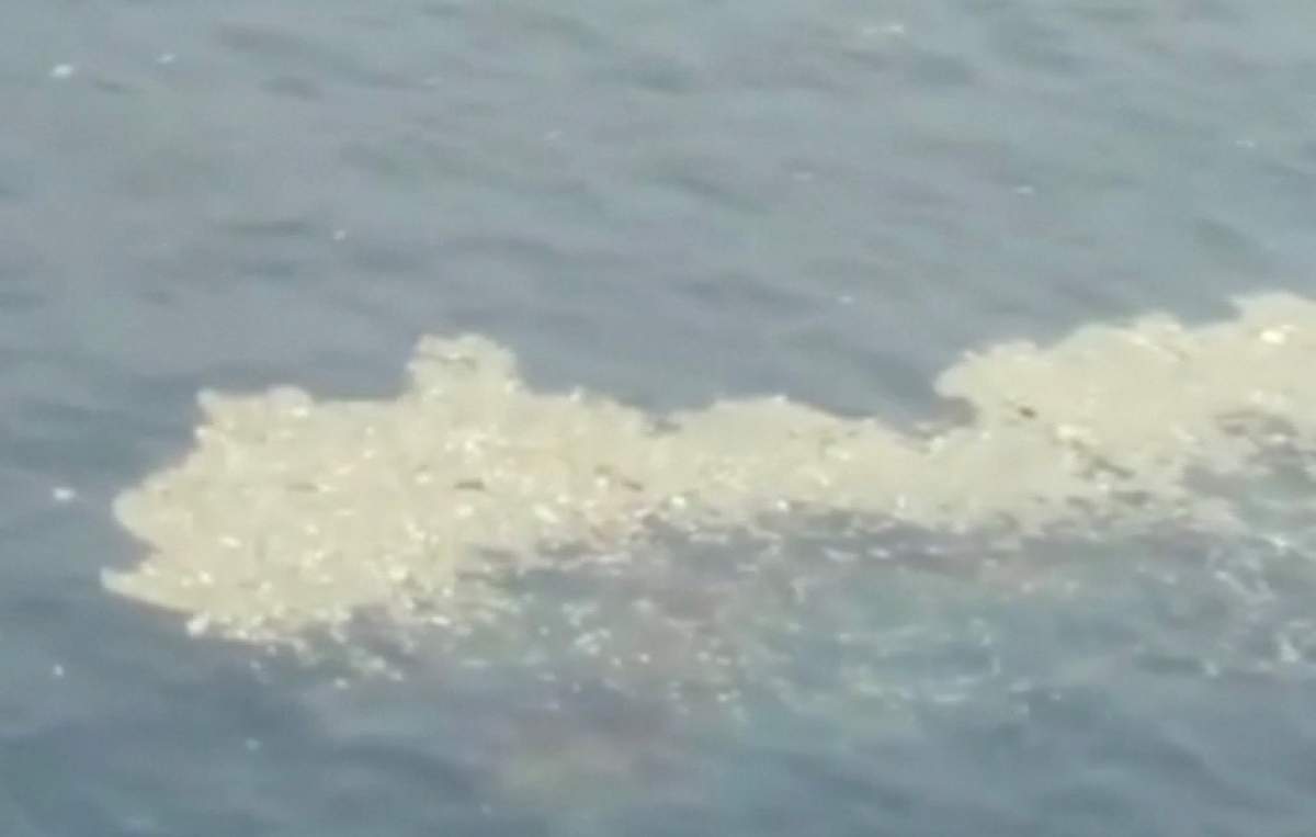 An aerial view shows the site where it is believed the Lion Air flight JT610 crashed, that took off from Jakarta and crashed into the sea, Indonesia October 29, 2018 in this still image taken from a video.