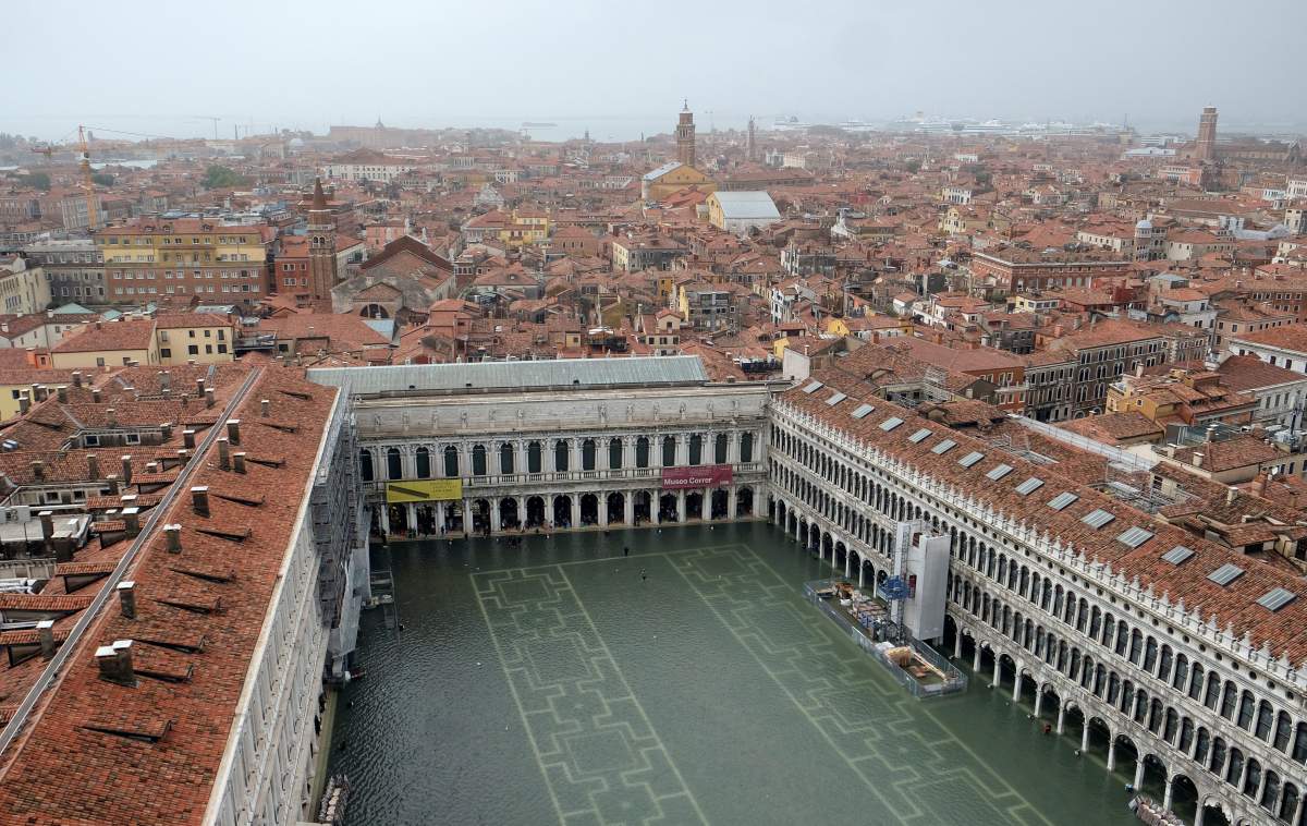 A view of a flooded Saint Mark Square during a period of seasonal high water in Venice, Italy October 29, 2018.