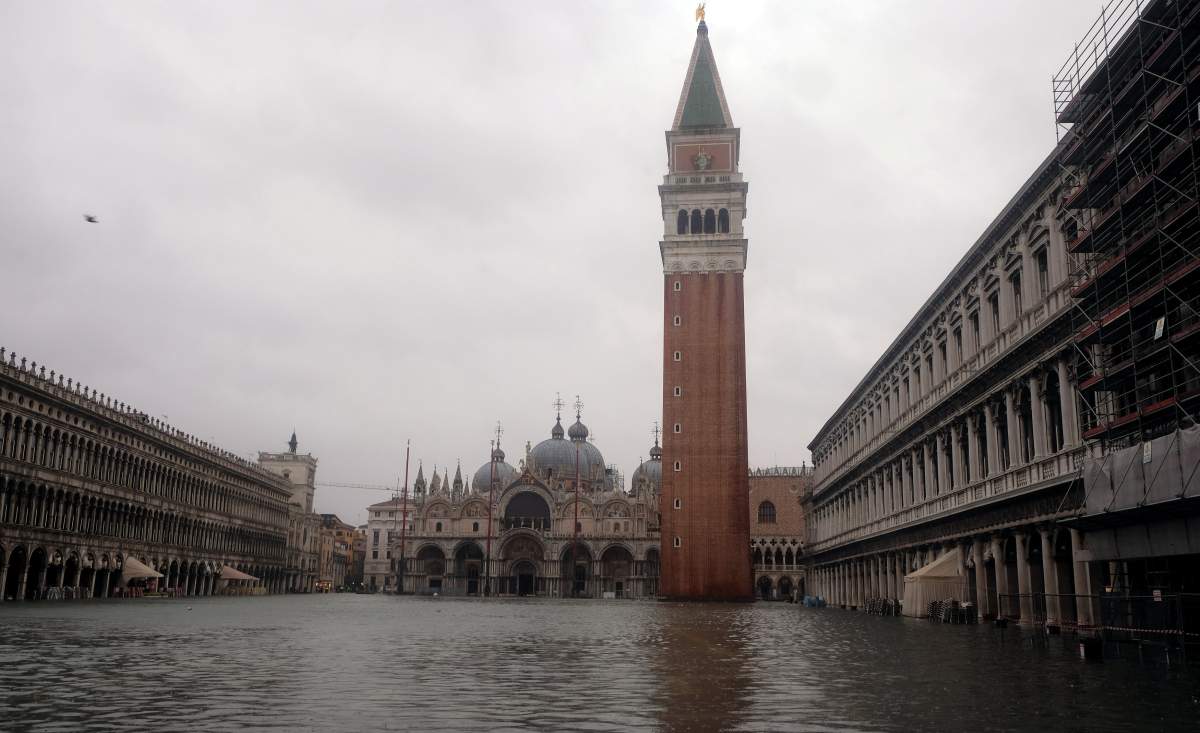 A view of flooded Saint Mark Square during a period of seasonal high water in Venice, Italy October 29, 2018.