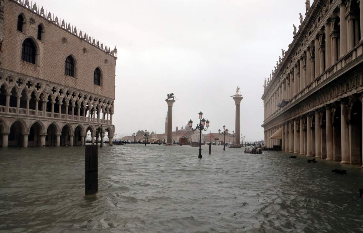 A view of flooded Saint Mark Square during a period of seasonal high water in Venice, Italy October 29, 2018.