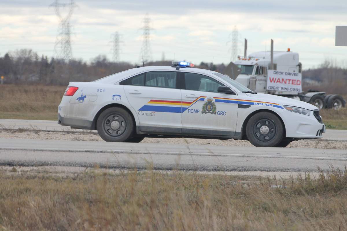 RCMP conduct traffic control on the Perimeter Highway in the RM of Springfield.
