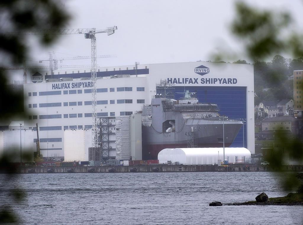 The Irving Shipbuilding facility is seen in Halifax on June 14, 2018. Irving Shipbuilding has confirmed that a Halifax Shipyard worker died following a workplace incident on Feb. 19, 2024.