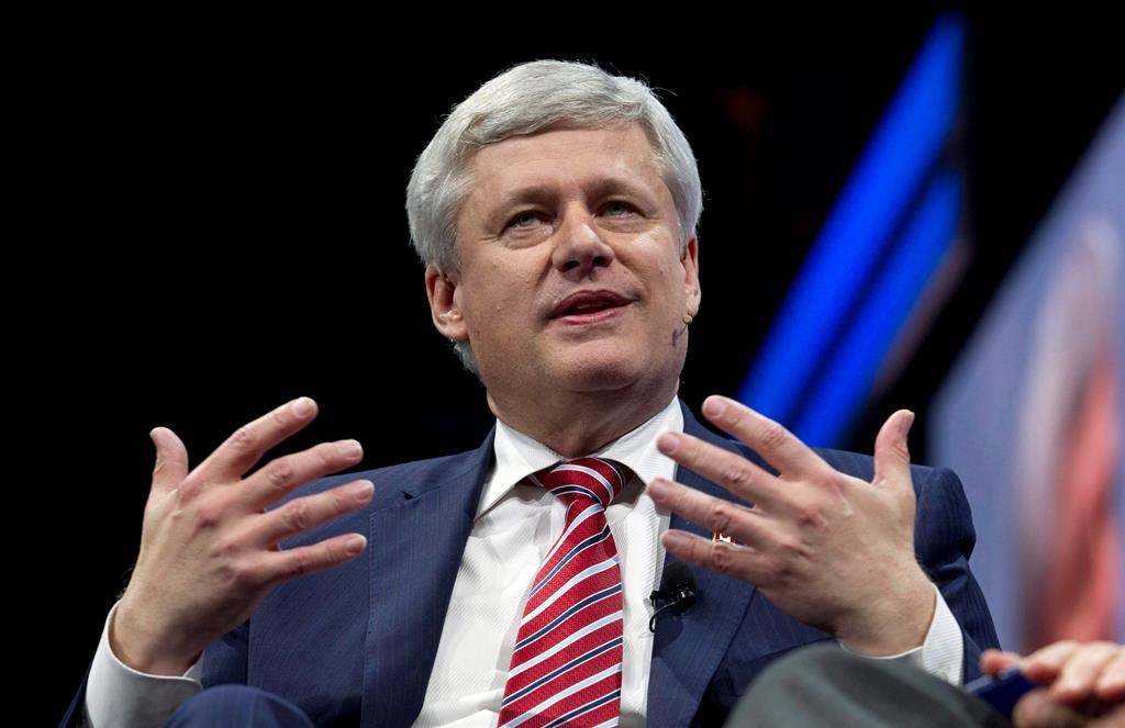 Former Prime Minister of Canada Stephen Harper speaks at the 2017 American Israel Public Affairs Committee (AIPAC) policy conference in Washington on March 26, 2017.