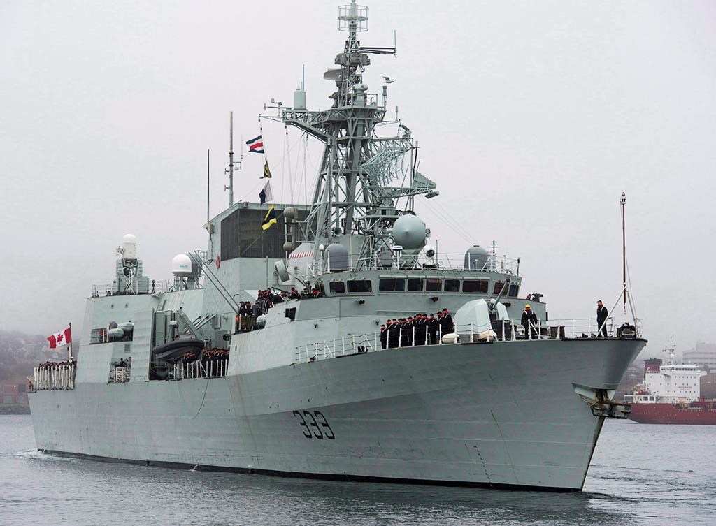 HMCS Toronto heads to the Arabian Sea as part of Operation Artemis, in Halifax on Monday, Jan.14, 2013. A Royal Canadian Navy ship taking part in NATO exercises off the United Kingdom was forced to head into port in Belfast after experiencing a loss of power at sea.
