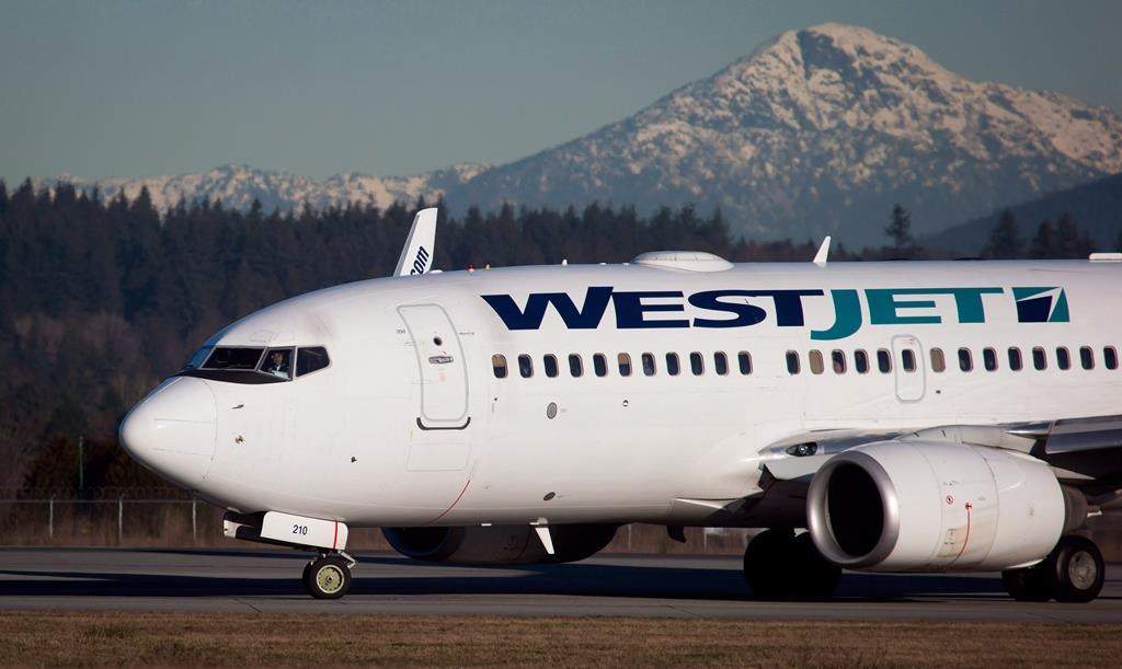 A pilot taxis a Westjet Boeing 737-700 plane to a gate after arriving at Vancouver International Airport in Richmond, B.C., on February 3, 2014.
