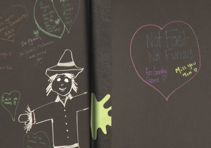The 28th annual Investors Group Alzheimer Walk and Run was held Sunday in Calgary. People had the opportunity to write messages about loved ones lost to the disease.