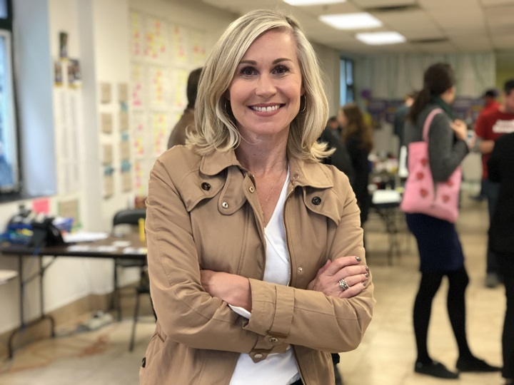 Mayoral candidate Jennifer Keesmaat makes an announcement while campaigning.