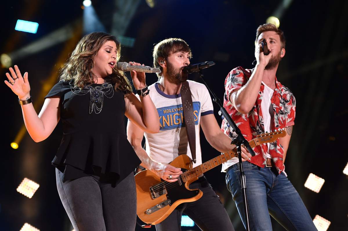 (L-R) Hillary Scott, Dave Haywood, and Charles Kelley of Lady Antebellum perform onstage during the CMA Festival on June 12, 2015 in Nashville, Tenn.