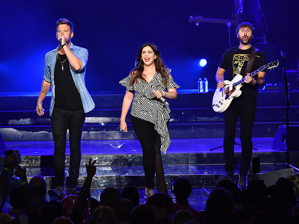(L-R) Charles Kelley, Hillary Scott and Dave Haywood of Lady Antebellum perform in concert during Summer Plays On tour at Verizon Wireless Amphitheater on Sept. 27, 2018 in Alpharetta, Georgia.