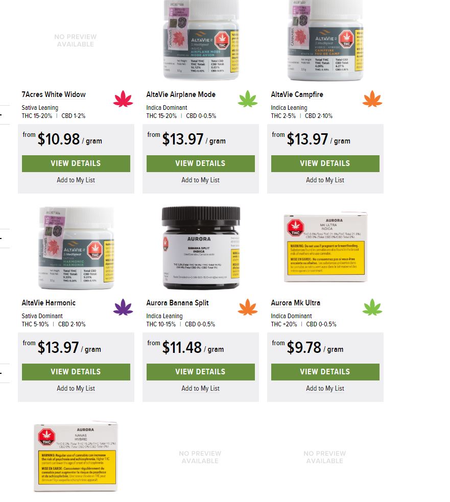 A screenshot of Nova Scotia’s cannabis retail website