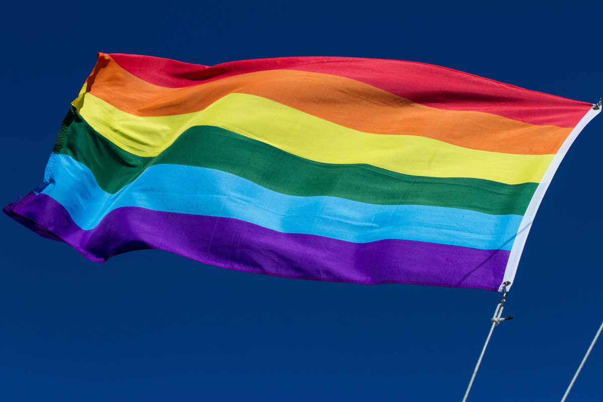 FILE - A pride flag.