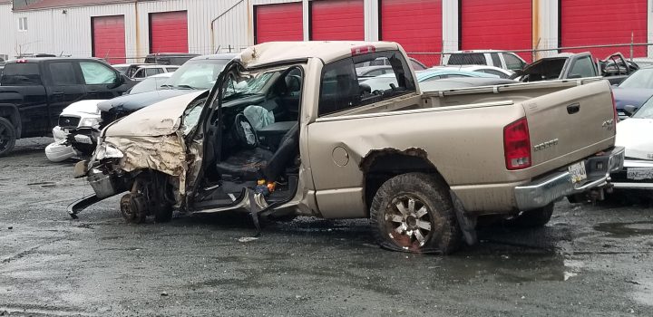 Duncan Moffat was trapped in this pickup truck for days after driving off a cliff.