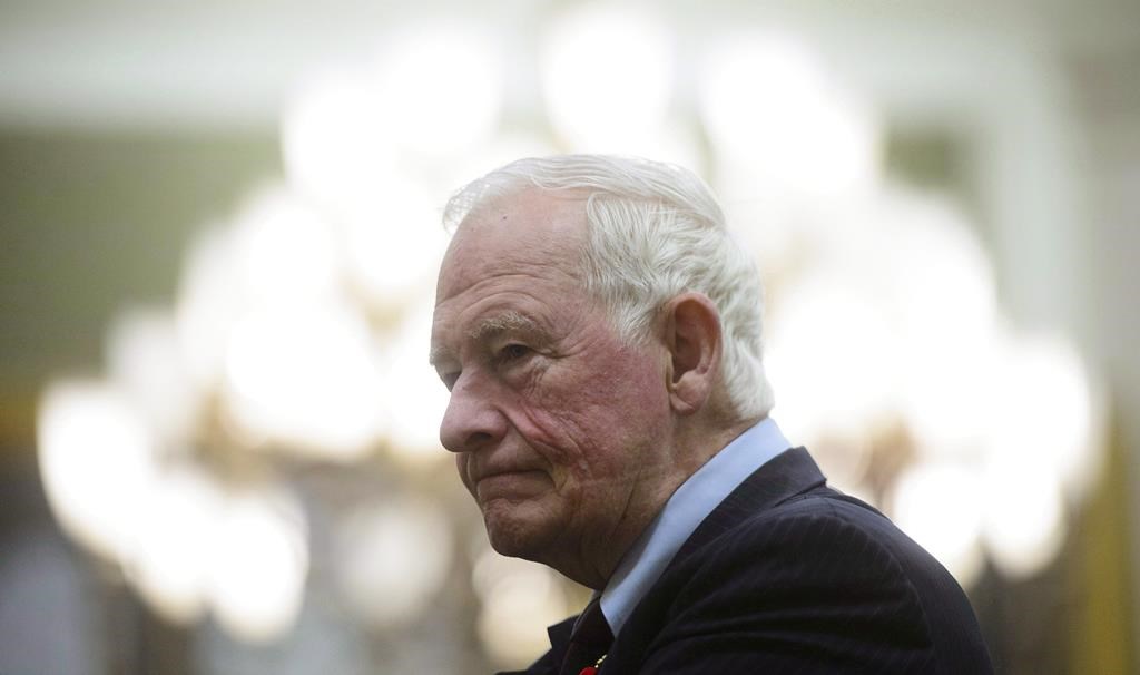Former governor general David Johnston appears before a Commons committee reviewing his nomination as elections debates commissioner on Parliament Hill in Ottawa on Tuesday, Nov. 6, 2018.