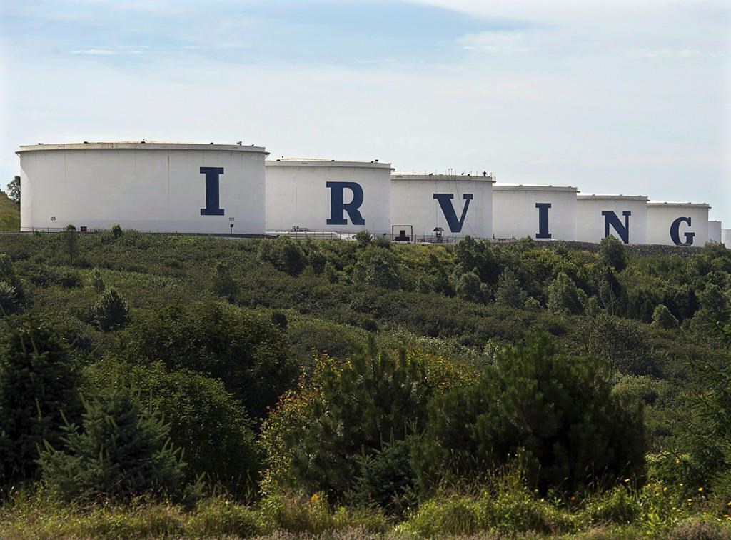 Storage tanks are seen at the Irving Oil refinery in Saint John, N.B., on Thursday, Aug. 8, 2013.