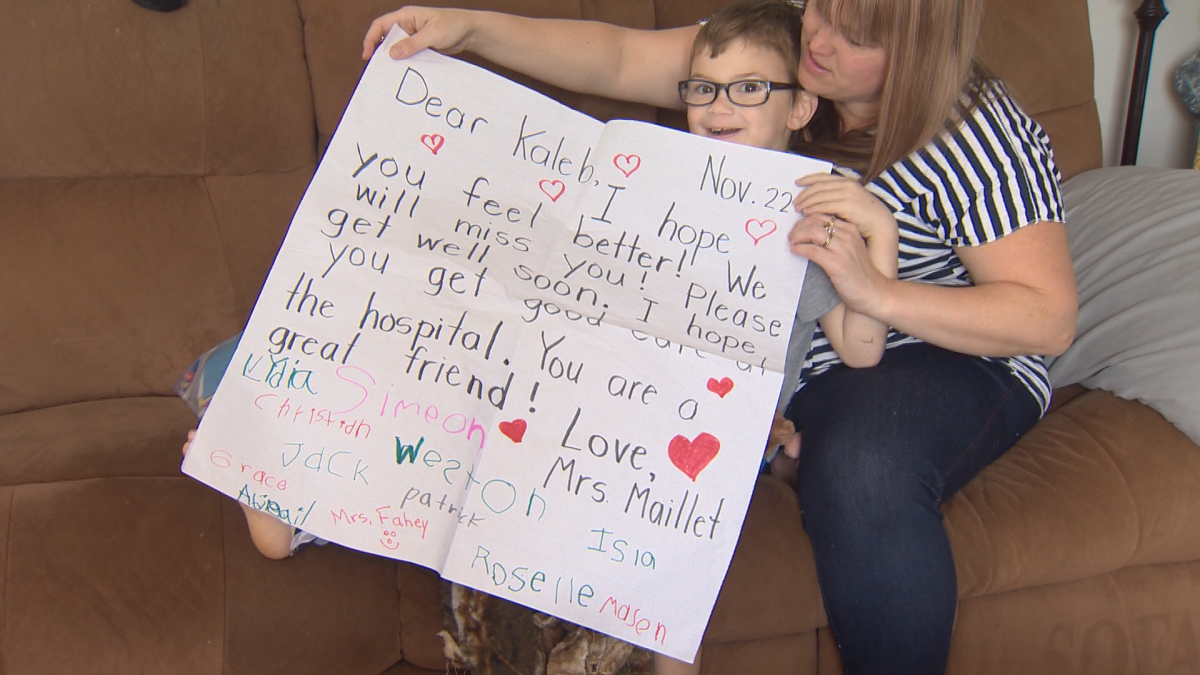 Goodwin says card from friends, family and classmates have been coming in, along with support from Kaleb’s school