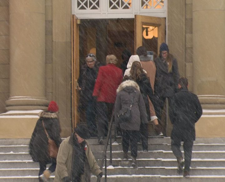 Memorial Park Library polling station. Fourteen thousand Calgarians cast their ballots in the Olympic bid plebiscite on Tuesday — the first day of advance polls.