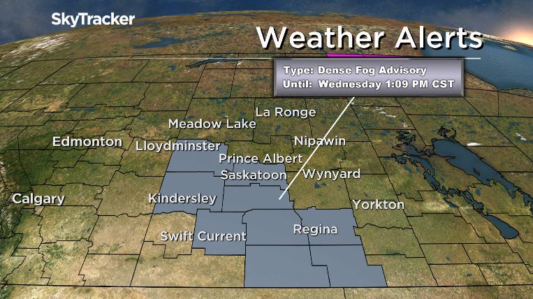 Environment Canada says a dense fog covering parts of Saskatchewan will lift as the morning progresses.