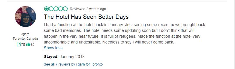 A Tripadvisor review complains about the conditions of the Radisson Hotel Toronto East.