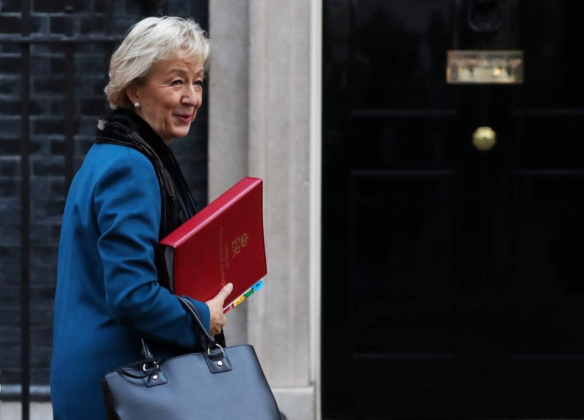 The Conservative Party’s Leader of the House of Commons Andrea Leadsom arrives in Downing Street, London, Britain, November 13, 2018.