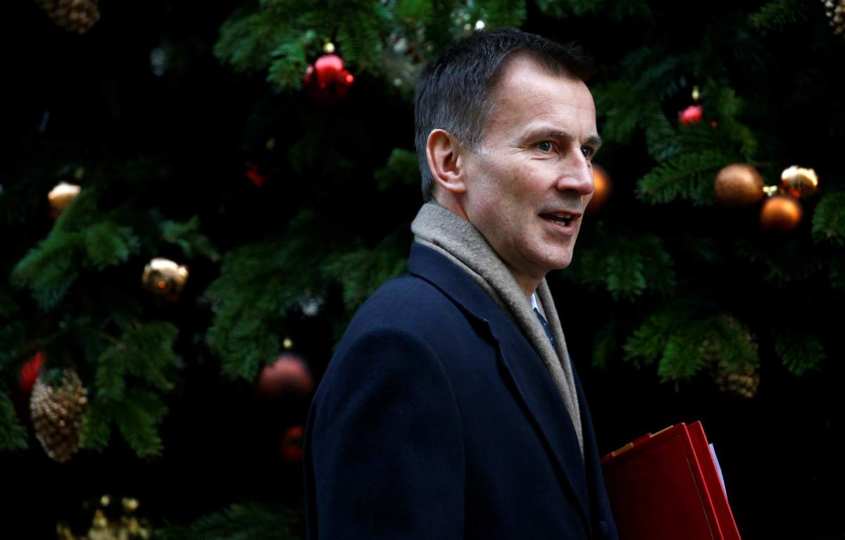 Britain’s Secretary of State for Health, Jeremy Hunt arrives in Downing Street, London, Britain, December 4, 2018.