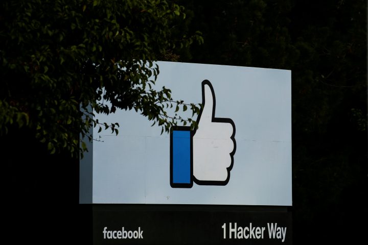 The entrance sign to Facebook headquarters is seen in Menlo Park, California, on Wednesday, Oct. 10, 2018. 
