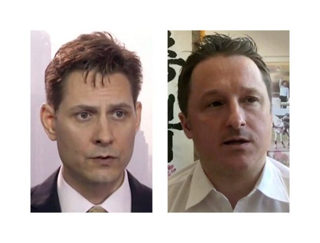 Michael Kovrig (left) and Michael Spavor are shown in these 2011 images taken from video.