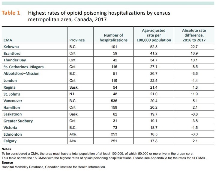 Opioid burden report has Kelowna area at top of one list - image