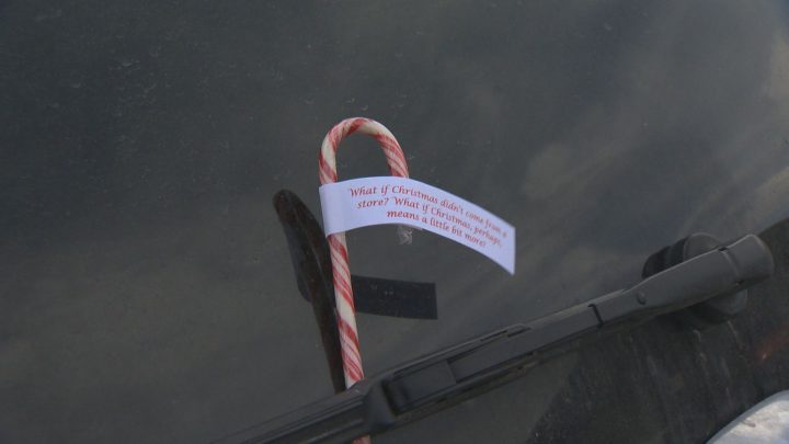 A candy cane that the students left on the windshield of every car in the St. Thomas à Becket parking lot.