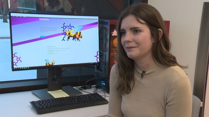Julia Heaton is a science student at the University of Alberta. She and her team have created a probiotic that could help save the local honeybee population.